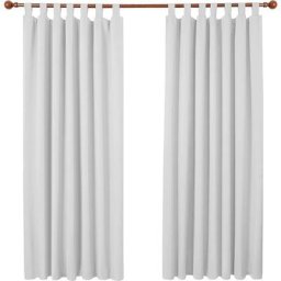Lot de 2 Rideaux Occultant Isolant Thermiques Salon à Pattes, Taille Moyenne, 140x175 cm, Blanc