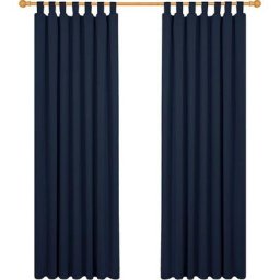 Lot de 2 Rideaux Occultant Isolant Thermiques Salon à Pattes, Taille Moyenne, 140x220 cm, Bleu