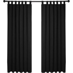 Lot de 2 Rideaux Occultant Isolant Thermiques Salon à Pattes, Taille Moyenne, 140x175 cm, Noir