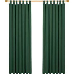 Lot de 2 Rideaux Occultant Isolant Thermiques Salon à Pattes, Taille Moyenne, 140x290 cm, Vert
