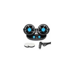 Ventilateur de voiture 12 V allume-cigare/alimenté par USB double tête rotation à 360 degrés mode