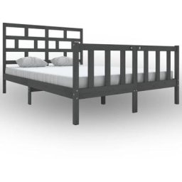 Cadre de lit Gris Bois de pin massif 150x200 cm Très grand vidaXL - Grey