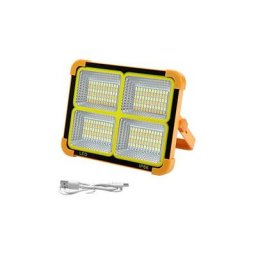 Projecteur de chantier led 200W avec batterie rechargeable et support pliable et câble usb