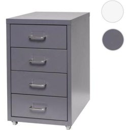Caisson à roulettes Boston T851, armoire à tiroirs, en acier, 48x28x41cm, 4 tiroirs - gris foncé