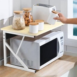 Support de Four à Micro-Ondes Etagère Micro-Ondes Étagère de Stockage Cuisine 54x35x34.5cm Blanc