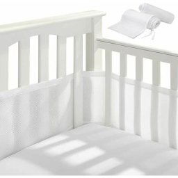Tour de lit 4 côtés Tour de lit lit bébé Cradle Protector Baby Respirant Anti-Collisio pour la