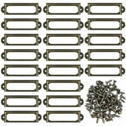Lot de 50 porte-étiquettes en métal pour meuble, tiroir, carte, cadre de plaque signalétique pour