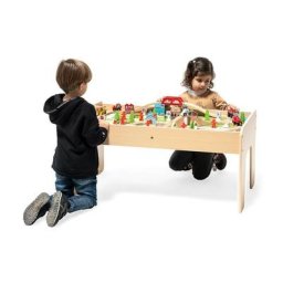 Ataa - Table d'activites avec piste en bois: Blanc - Blanc