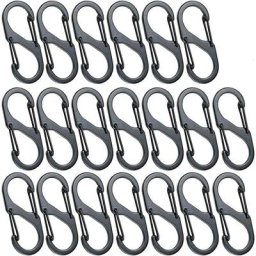 20pcs Mini Mousquetons en Forme de s Mousqueton en Alliage d'Aluminium 8 Formes Durable Léger