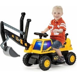 Pelleteuse Électrique 6V Enfant 3+Ans avec Godet Réglable Excavatrice Autoportée avec Lumières