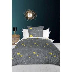 Parure Housse de couette 140x200 cm lisa Anthracite 57 fils/ cm2, par Soleil D'ocre Anthracite