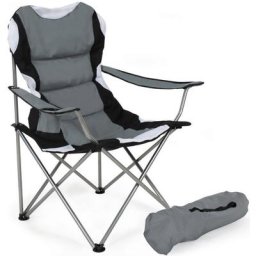 Bakaji - Chaise De Camping Pliante Rembourrée Avec Sac Camping Plage Extérieur Gris