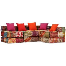 Elegant-Stil Pouf modulaire à 4 places Patchwork Tissu,Montage facile,73,65 Kg