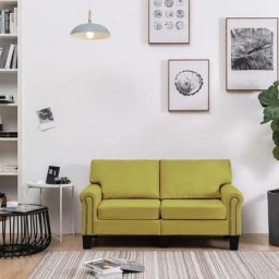 Canapé Relax Salon - Moderne Canapé à 2 places Vert Tissu,145x70x75 cm