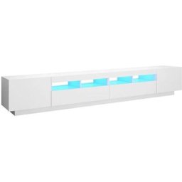 Meuble tv avec lumières led, Étagère tv, Meuble de Salon, Blanc 260x35x40 cm OIB9801E - Blanc