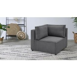 Canapé modulable Bobochic Angle pour canapé modulable nihad tissu velours côtelé Gris foncé - Gris