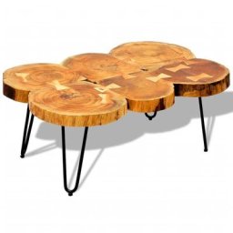 Table basse Table de salon | Bout de canapé 35 cm 6 troncs Bois 78509 - Brun