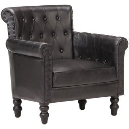 Fauteuil Noir Cuir de chèvre véritable Vidaxl Noir