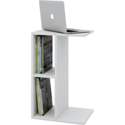 Nachto Table d'appoint pour canapé, table pour ordinateur portable, avec 2 espaces de rangement,