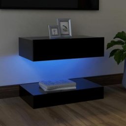 Meuble tv avec lumières led | Banc tv Armoire de rangement Noir 60x35 cm 73178 - Noir
