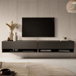 Selsey - mirrgo - Meuble tv 200 cm graphite avec insert chêne artisan