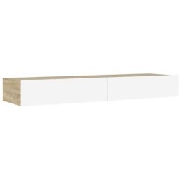 Meuble tv avec lumières led Blanc et chêne sonoma 120x35x15,5cm Vidaxl White and sonoma oak