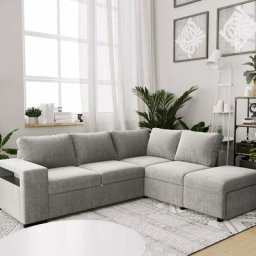 Zurie - Canapé D'angle Convertible Reversible - 5 Places - Chaise Longue Droit ou Gauche avec Pouf