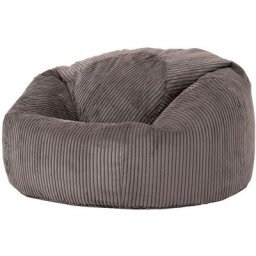 Icon - Pouf Classique en Velours Côtelé Kingston, Fauteuil Pouf pour Adultes, 85cm x 50cm, Gris