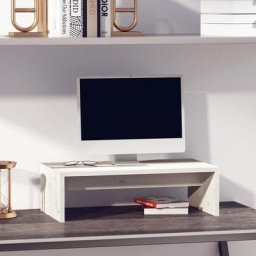 Banc tv Moderne - Support de moniteur Blanc 50x27x15 cm Bois de pin solide FR8747