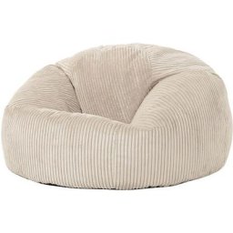 Icon - Pouf Classique en Velours Côtelé Kingston, Fauteuil Pouf pour Adultes, 85cm x 50cm, Beige
