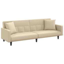 Vidaxl - Canapé-lit avec coussins crème tissu Crème