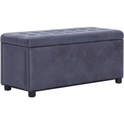 Pouf de rangement 87,5 cm Gris Similicuir daim vidaXL - Gris