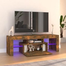 Meuble tv avec lumières led | Banc tv Armoire de rangement Chêne fumé 120x35x40 cm 31862 - Brun