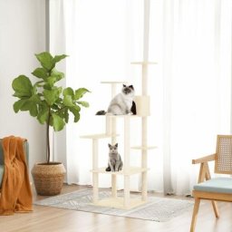 Arbre à chat Cadre d'escalade de Chat avec griffoirs en sisal Crème 153 cm 97217 - Crème