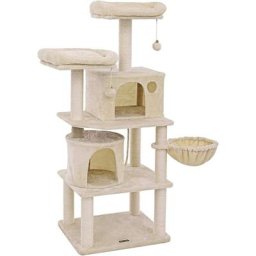 Feandrea Arbre à Chat Hauteur de 152cm Colonne en Sisal, Panier et 2 Niches, Tour à Chat pour Chats