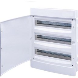 Coffret électrique encastré 18 modules sur 3 rangées ( 54 m ) avec porte pleine couleur blanc