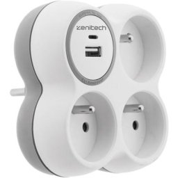 Triplite 16A et deux chargeurs usb a+c (Blanc et Gris)