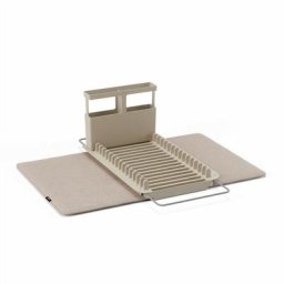 Umbra - Udry tapis égouttoir à vaisselle avec rack à couverts extensible, Crème