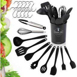 Swanew - Ustensile de Cuisine en Silicone avec Support, Outils de Gadget Résistant à la Chaleur