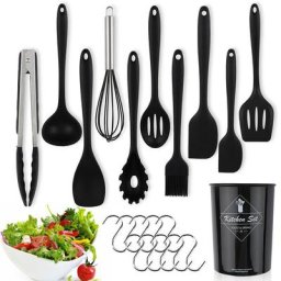 Ustensile de Cuisine en Silicone avec Support, Outils de Gadget Résistant à la Chaleur Antiadhésif