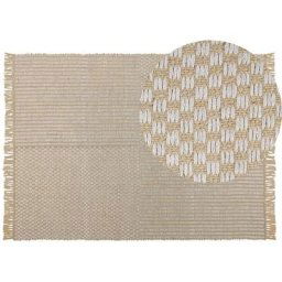 Tapis à Carreaux en Coton et en Jute pour Chambre et Salon au Style Boho Boheme et Campagne 140 x