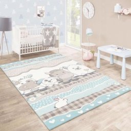 Paco Home - Tapis Enfant Moderne Pastel Chambre Animaux 3D 120x170 cm, Beige