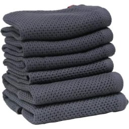 Lot de 6 torchons 100% Coton Torchons De Cuisine pour Table à Manger, Cuisine (Gris) Modou
