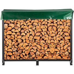 Vevor - Range B?che Abris Bois Chauffage Porte-B?ches Acier Couverture Noir 244 cm