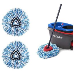 Lot de 2 Tête de Balai Serpillère 2en1 Vadrouille Serpillère pour Vileda Recharge Turbo (blue+Red)