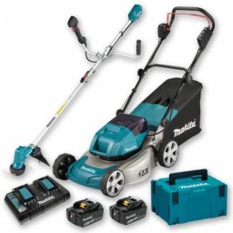 Pack Makita Jardin : Tondeuse 36V 46cm DLM460 + Débroussailleuse 18V DUR191UZX3 + 2 batt 6Ah +