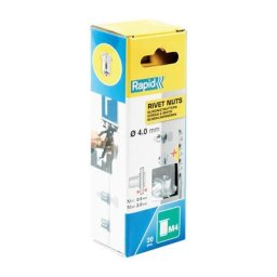 Rapid - M4 - Ecrous à sertir pour vis Ø4mm - Blister de 20 + forêt