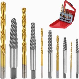 Lot de 10 extracteurs de vis, forets hélicoïdaux, mèches impériales, en acier au carbone, perceuse