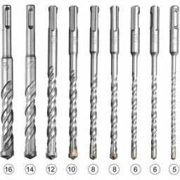 Lot de 9 forets SDS-Plus pour perceuse à percussion électrique pour percer la pierre, le béton, les