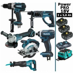 Makita - Pack Power pro 6 outils 18V: DDF458 + DGA504 + DTD152 + DHR202 + DSS610 + DJR186 + 3 batt